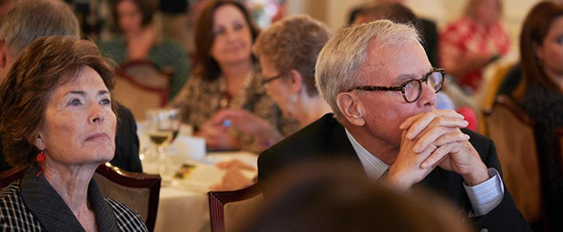Tom Brokaw seated at table at Livingston Awards luncheon