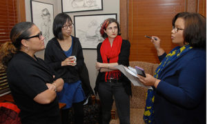 Lynette Clemetson with Regina Boone, Candice Choi and Danielle Dreilinger